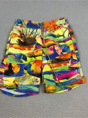 Bugatchi Swim Trunks Men’s Small Multicolor Lined Shorts Drawstring Beach Pool